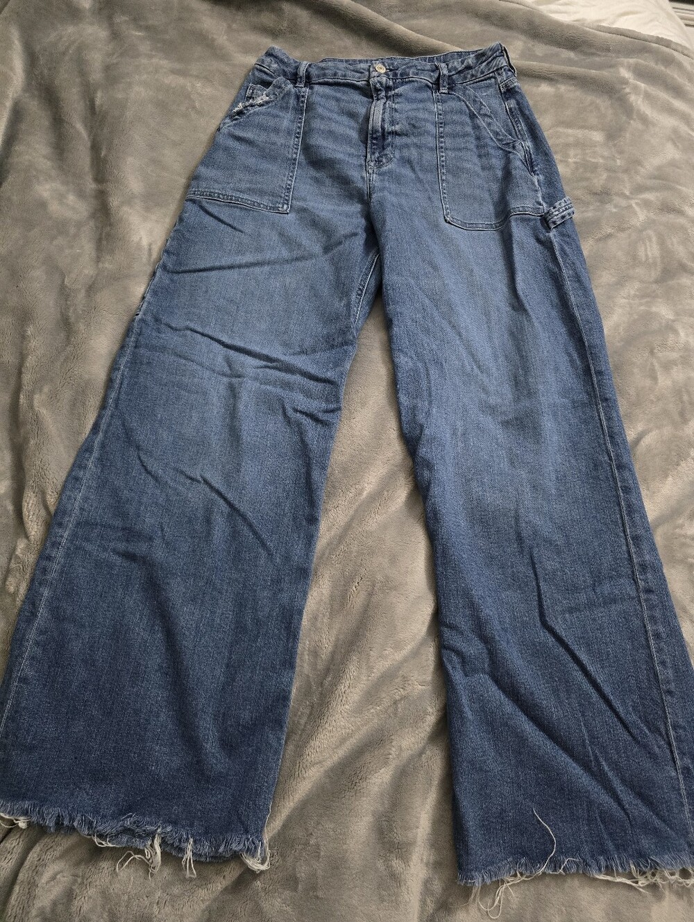 American Eagle Outfitters Curvy Super High Rise Baggy Wide Leg Jeans Sz 8 Reg
